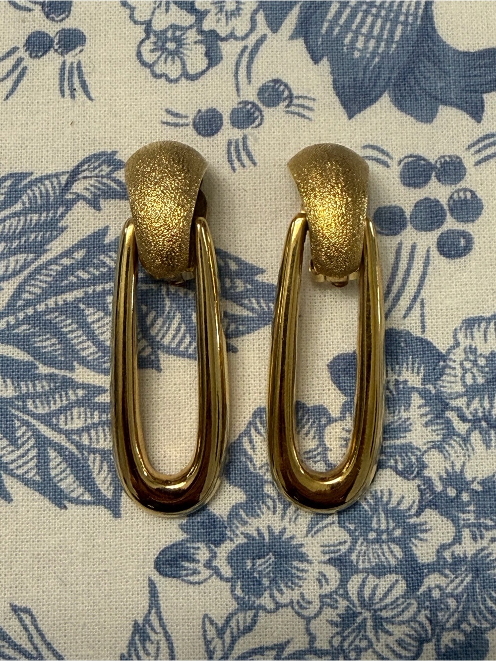 St John Vintage Gold Clip On Signed Knocker Earrings